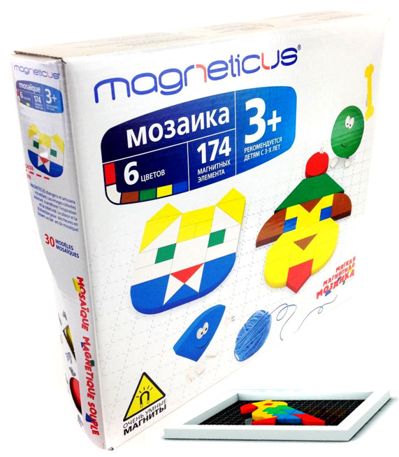 MAGNETICUS. Магнитная мозаика, 174 элемента, 6 цветов, 30 этюдов  